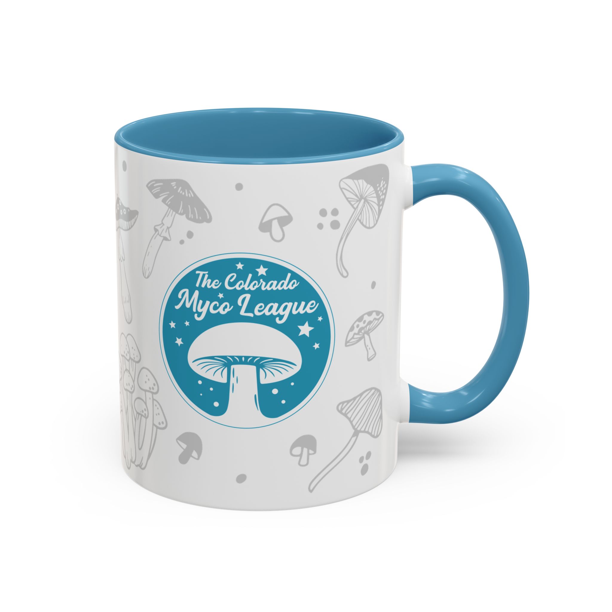 Light Blue Accent Colorado Myco League Mushroom Mug